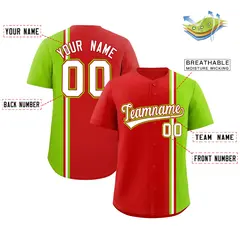 Red Neon Green-White Color Block Authentic Baseball Jersey 2