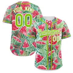 Red Neon Green-White Graffiti Watermelon Baseball Jersey