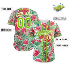 Red Neon Green-White Graffiti Watermelon Baseball Jersey 2