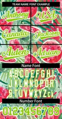 Red Neon Green-White Graffiti Watermelon Baseball Jersey 3