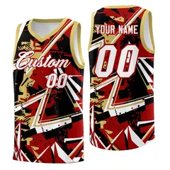 Red Old Gold Abstract Graffiti Lightweight Basketball Jersey 1