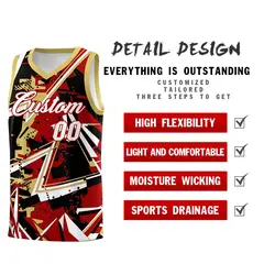 Red Old Gold Abstract Graffiti Lightweight Basketball Jersey 2
