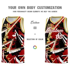 Red Old Gold Abstract Graffiti Lightweight Basketball Jersey 3