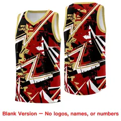 Red Old Gold Abstract Graffiti Lightweight Basketball Jersey 6