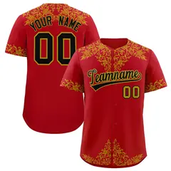 Red Old Gold Baroque Style Baseball Jersey
