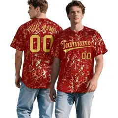 Red Old Gold Black & Gold Marble Print Baseball Jersey