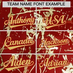 Red Old Gold Black & Gold Marble Print Baseball Jersey 4
