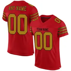 Red Old Gold-Black Mesh Football Jersey 1