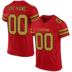 Red Old Gold-Black Mesh Football Jersey 1