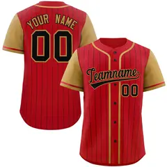 Red Old Gold-Black Stripe Raglan Baseball Jersey 1