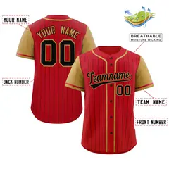 Red Old Gold-Black Stripe Raglan Baseball Jersey 2