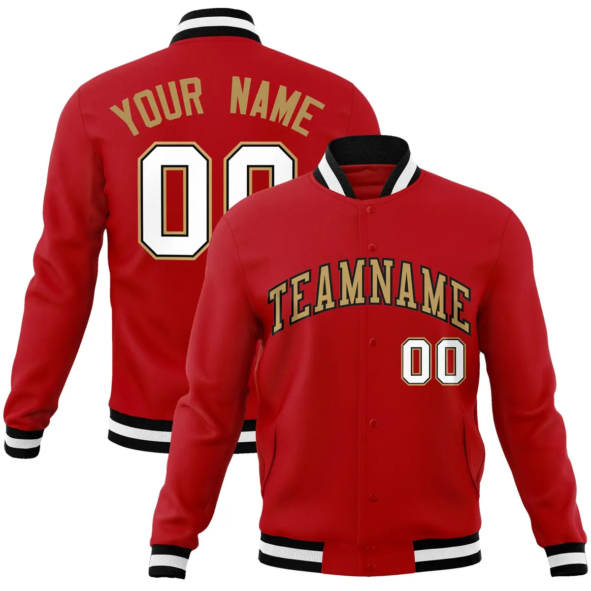 Red Old Gold-Black Varsity Full-Snap Letterman Jacket