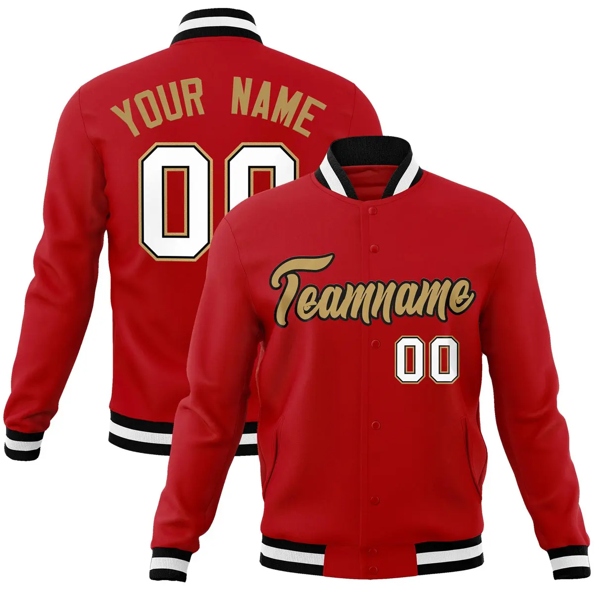 Red Old Gold-Black Varsity Full-Snap Letterman Jacket