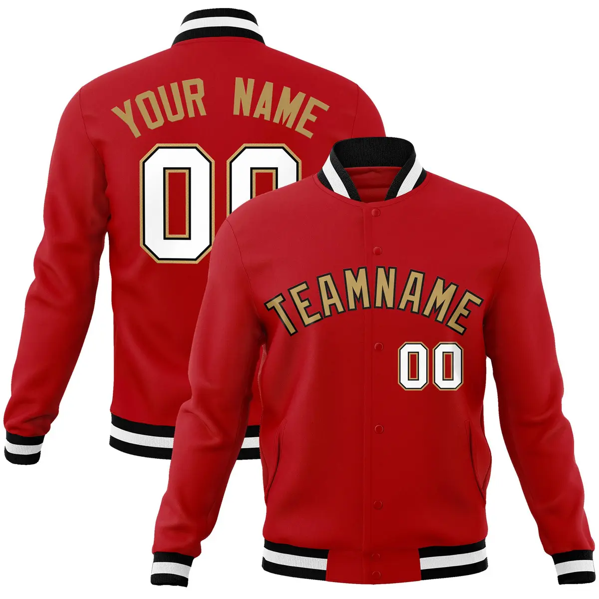 Red Old Gold-Black Varsity Full-Snap Letterman Jacket