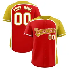 Red Old Gold Color Block Authentic Baseball Jersey 1