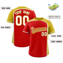 Red Old Gold Color Block Authentic Baseball Jersey 2