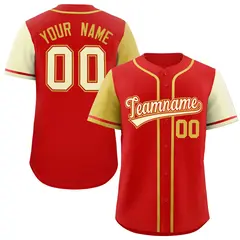 Red Old Gold Cream Raglan Sleeves Baseball Jersey 1