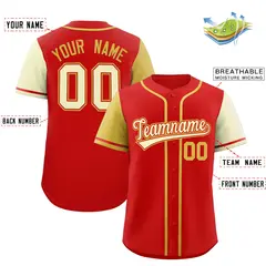 Red Old Gold Cream Raglan Sleeves Baseball Jersey 2