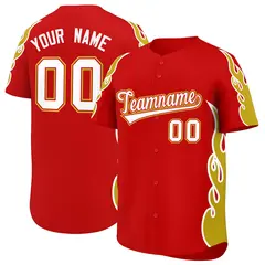 Red Old Gold Flame Outline Side Pattern Basketball Jersey 1