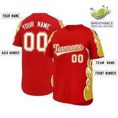 Red Old Gold Flame Outline Side Pattern Basketball Jersey 2