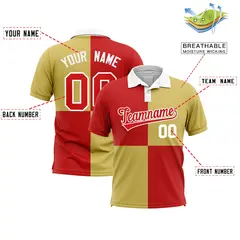 Red Old Gold Four Squares Performance Polo Shirt 2