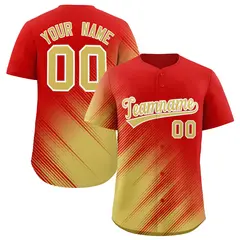 Red Old Gold Gradient Diagonal Stripe Baseball Jersey