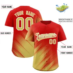 Red Old Gold Gradient Diagonal Stripe Baseball Jersey 2