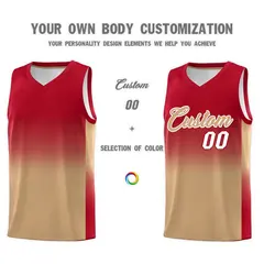 Red Old Gold Gradient Fashion Basketball Jersey 3
