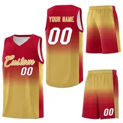 Red Old Gold Gradient Fashion Basketball Jersey 7