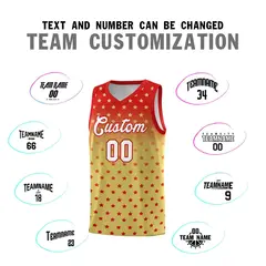 Red Old Gold Gradient Star Pattern Basketball Jersey Sets 4