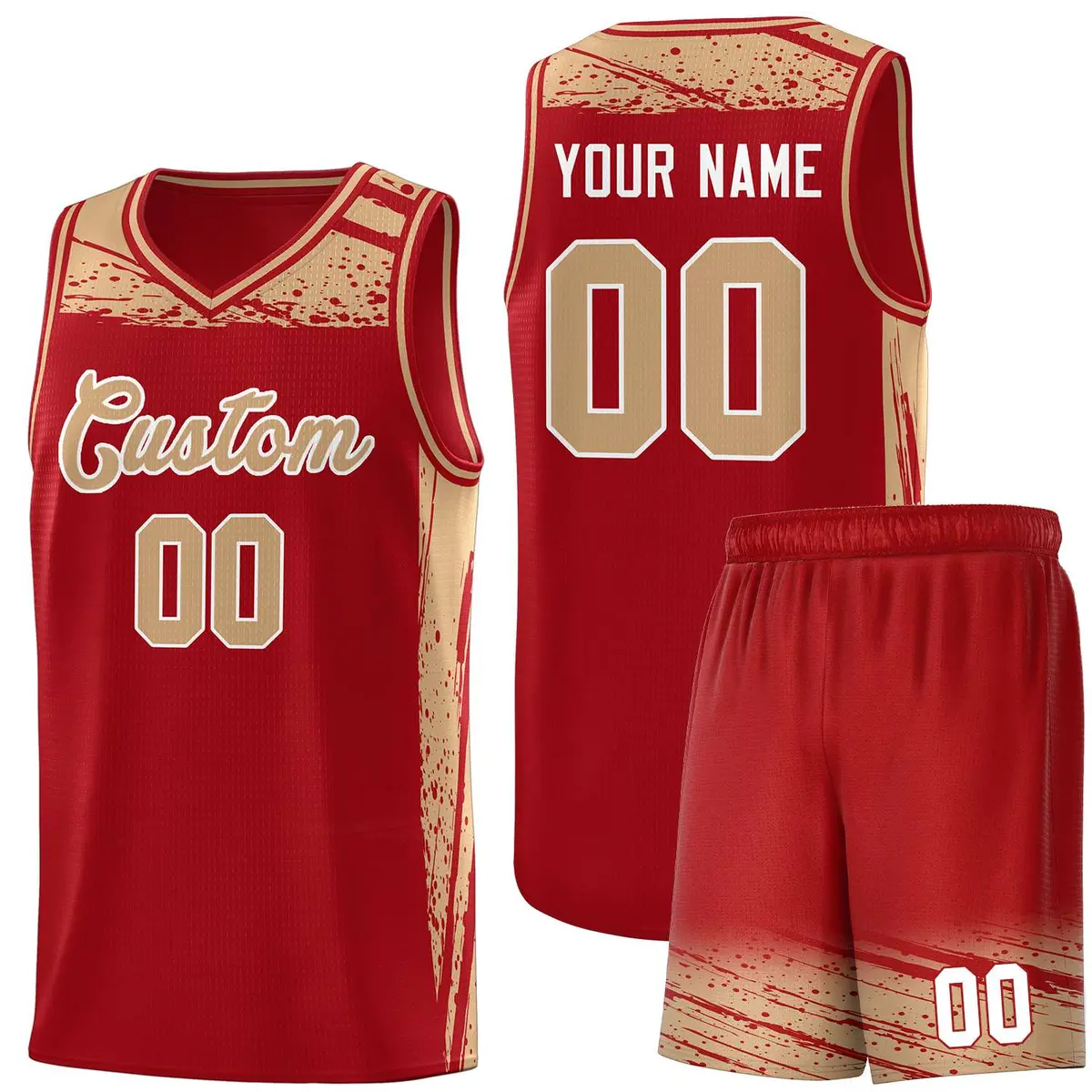 Red Old Gold Graffiti Pattern Basketball Jersey