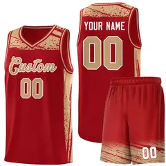 Red Old Gold Graffiti Pattern Basketball Jersey 1