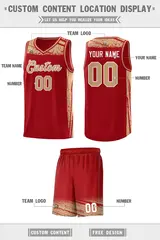 Red Old Gold Graffiti Pattern Basketball Jersey 2
