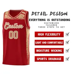 Red Old Gold Graffiti Pattern Basketball Jersey 4