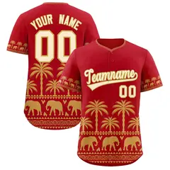 Red Old Gold Graffiti Pattern Bossinia Style Baseball Jersey