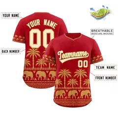 Red Old Gold Graffiti Pattern Bossinia Style Baseball Jersey 2