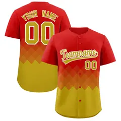 Red Old Gold Grid Blur Pattern Baseball Jersey