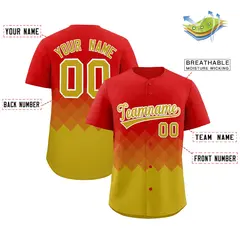 Red Old Gold Grid Blur Pattern Baseball Jersey 2