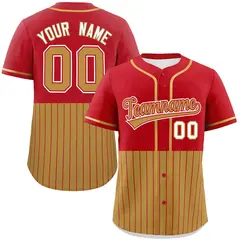 Red Old Gold Half Stripe Authentic Baseball Jersey 1