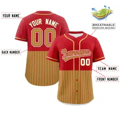 Red Old Gold Half Stripe Authentic Baseball Jersey 2