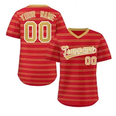 Red Old Gold Horizontal Stripe Pullover Baseball Jersey 1