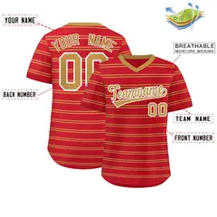 Red Old Gold Horizontal Stripe Pullover Baseball Jersey 2
