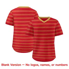 Red Old Gold Horizontal Stripe Pullover Baseball Jersey 3