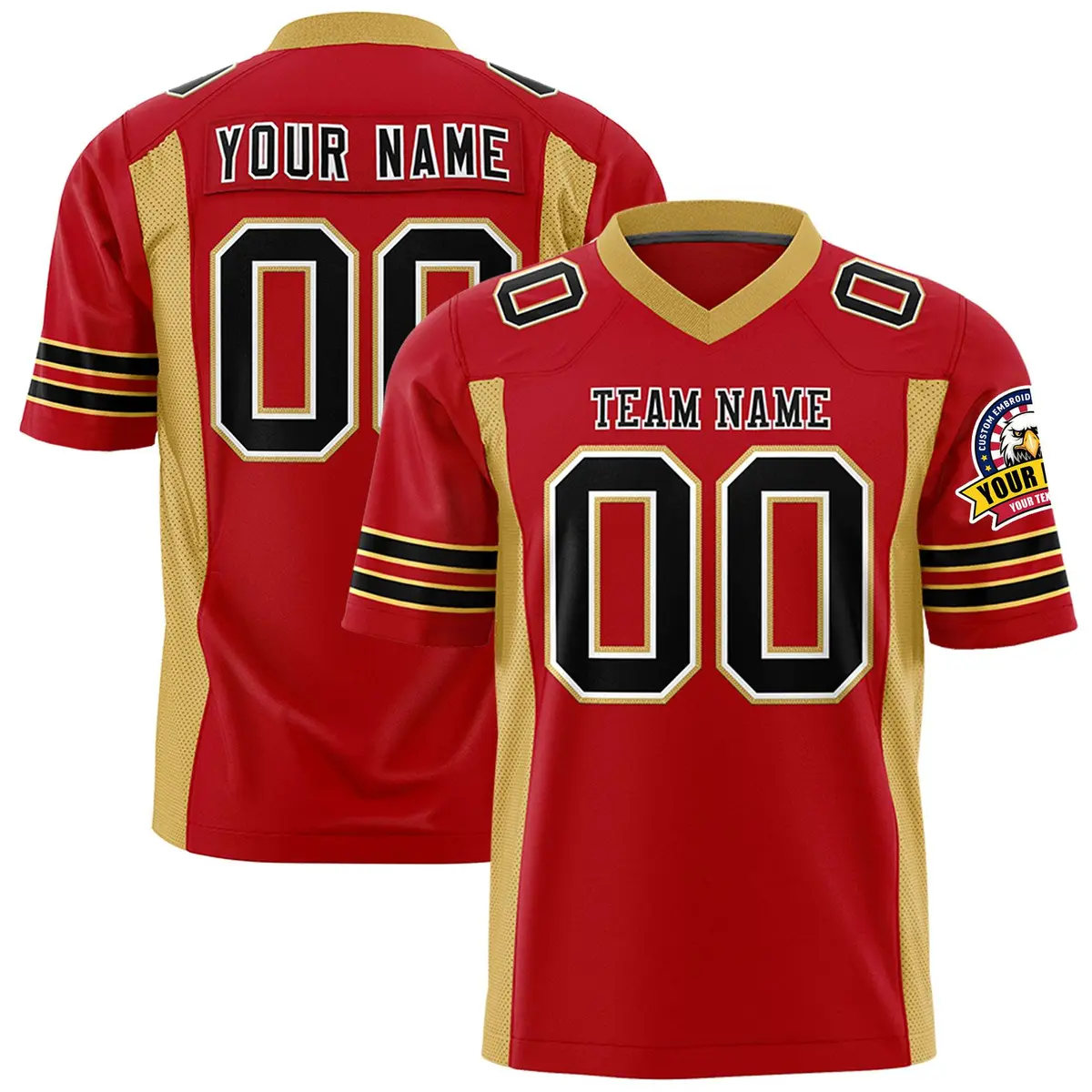 Red Old Gold Insert Color Design Authentic Football Jersey