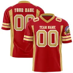Red Old Gold Insert Color Design Authentic Football Jersey 1