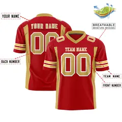 Red Old Gold Insert Color Design Authentic Football Jersey 2