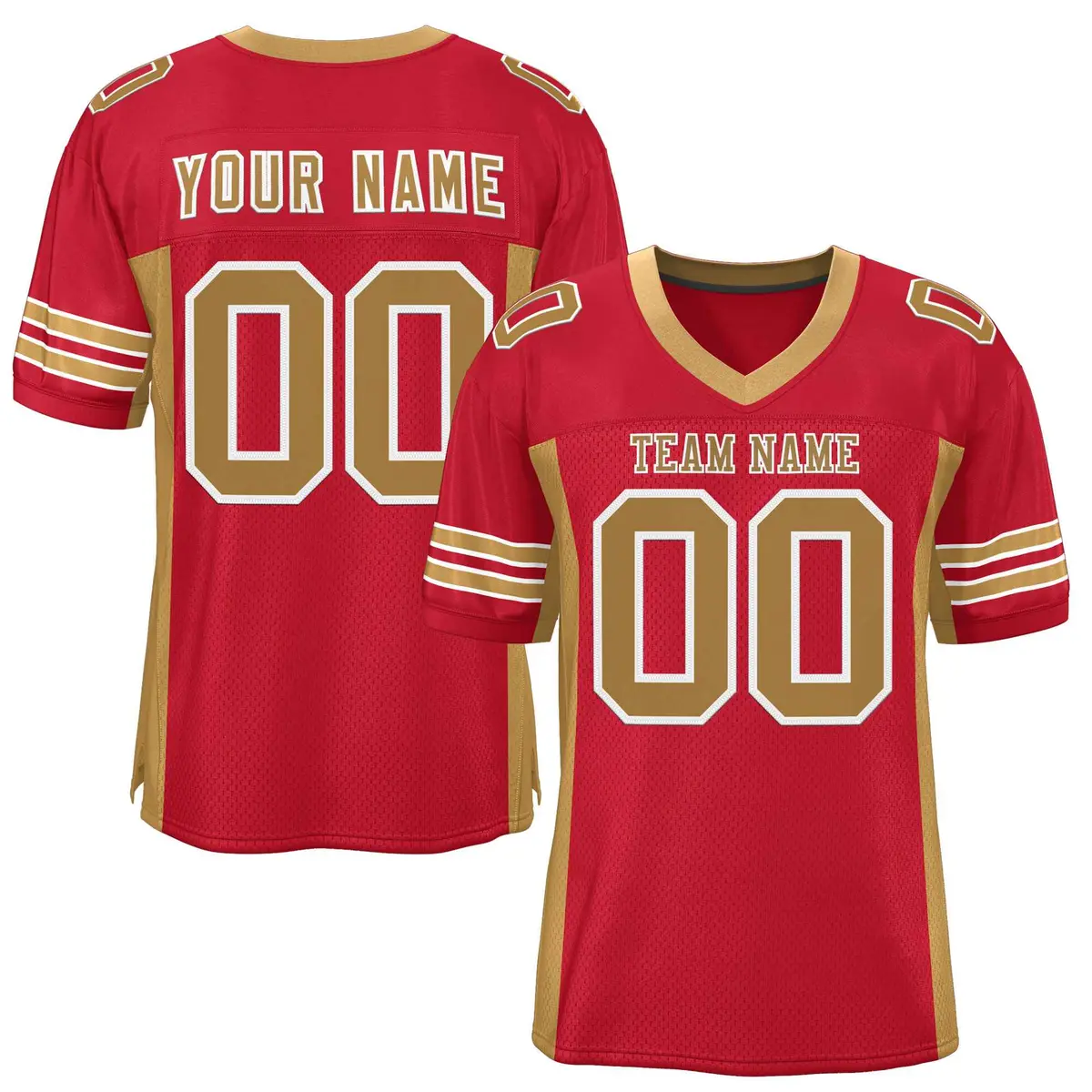 Red Old Gold Insert Color Mesh Authentic Football Jersey
