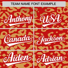 Red Old Gold Leopard Print Baseball Jersey 3