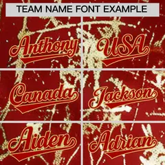 Red Old Gold Metallic Gold Splatter Baseball Jersey 4