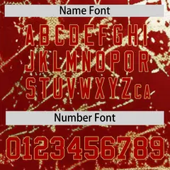 Red Old Gold Metallic Gold Splatter Baseball Jersey 5